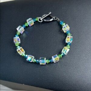 Elegant Crystal and 925 Beaded Bracelet